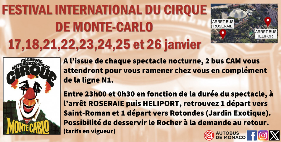 CIRQUE MONACO - NAVETTES RETOUR APRES SPECTACLE