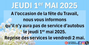 1er Mai 2025, pas de service